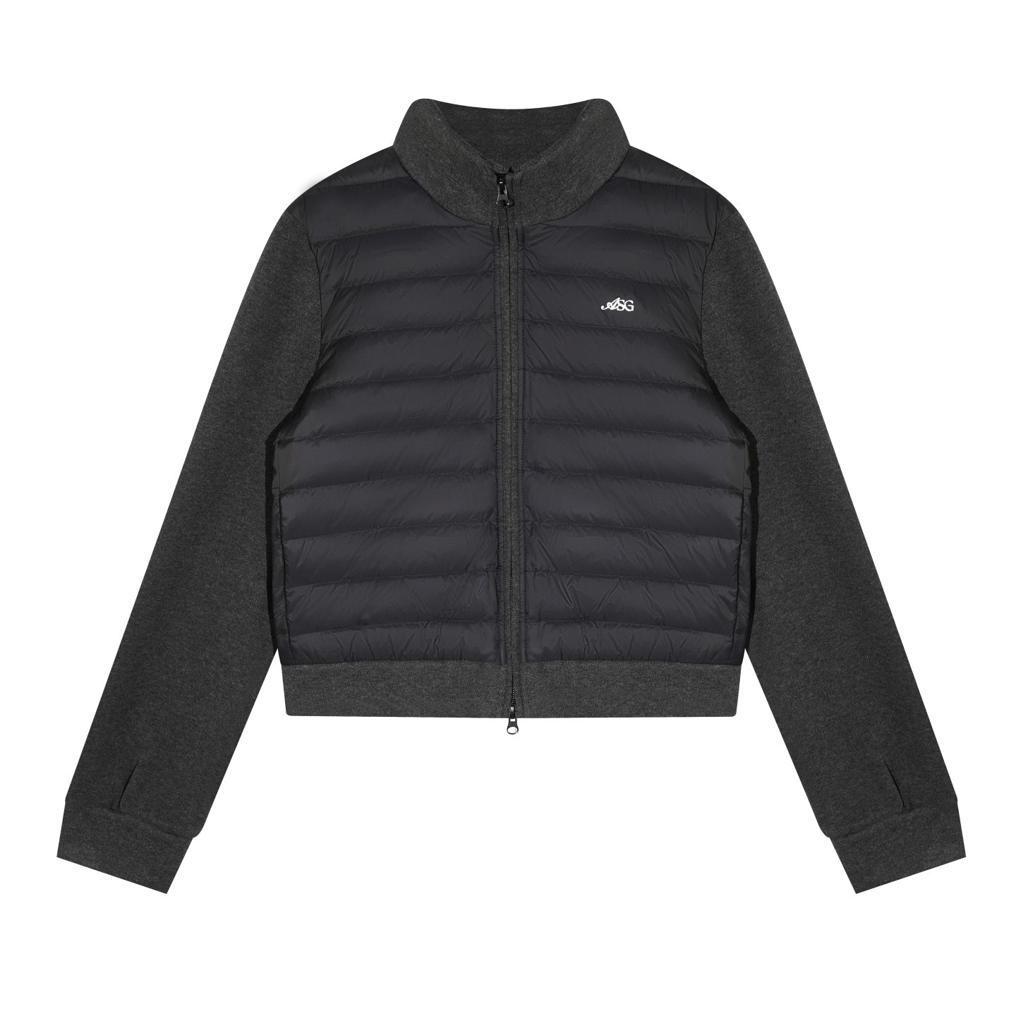 AsGony ASG25611&amp;ASG25584 Splicing stand up collar pork rib down jacket + pants