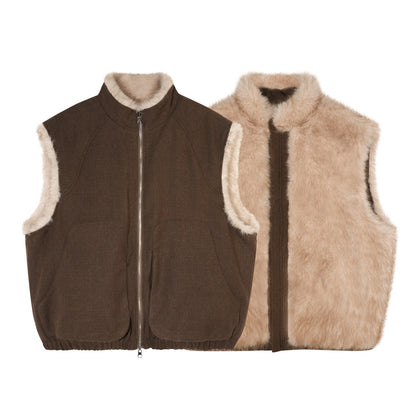 AsGony ASG25591 Eco-friendly fur double-sided vest