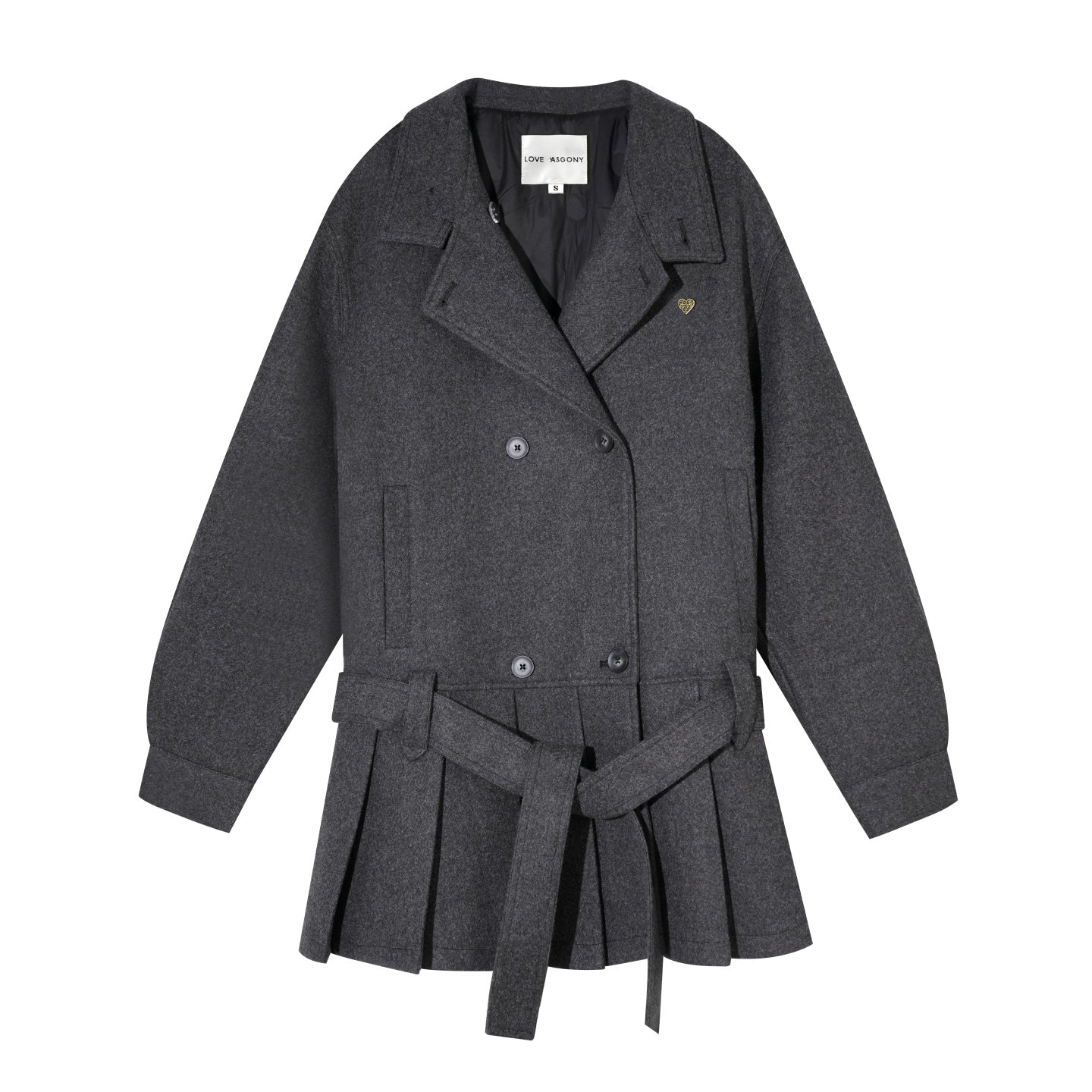 AsGony ASG25611 90 white duck down pleated edge woolen jacket