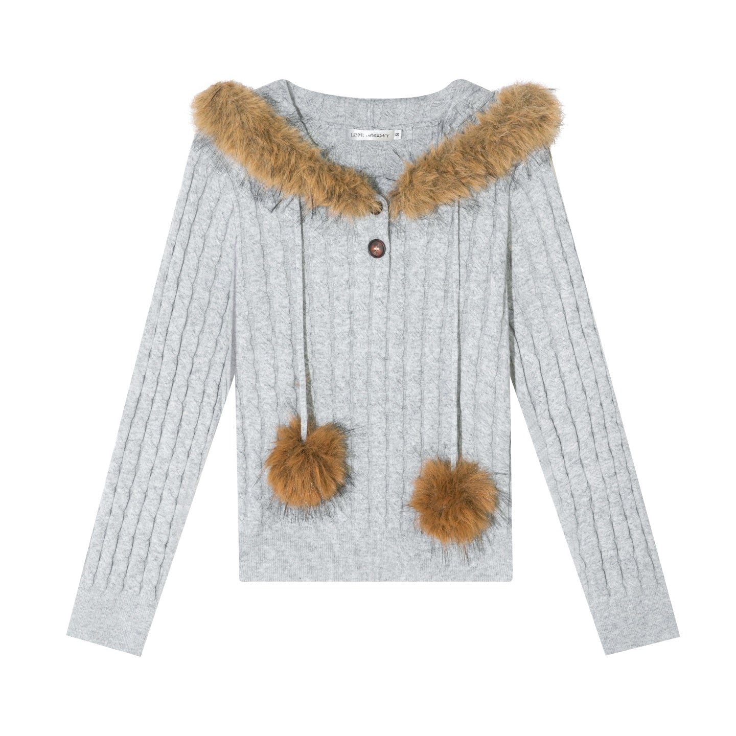 AsGony ASG25624 Woolen Twisted Woolen Collar Pullover Knitted Sweater