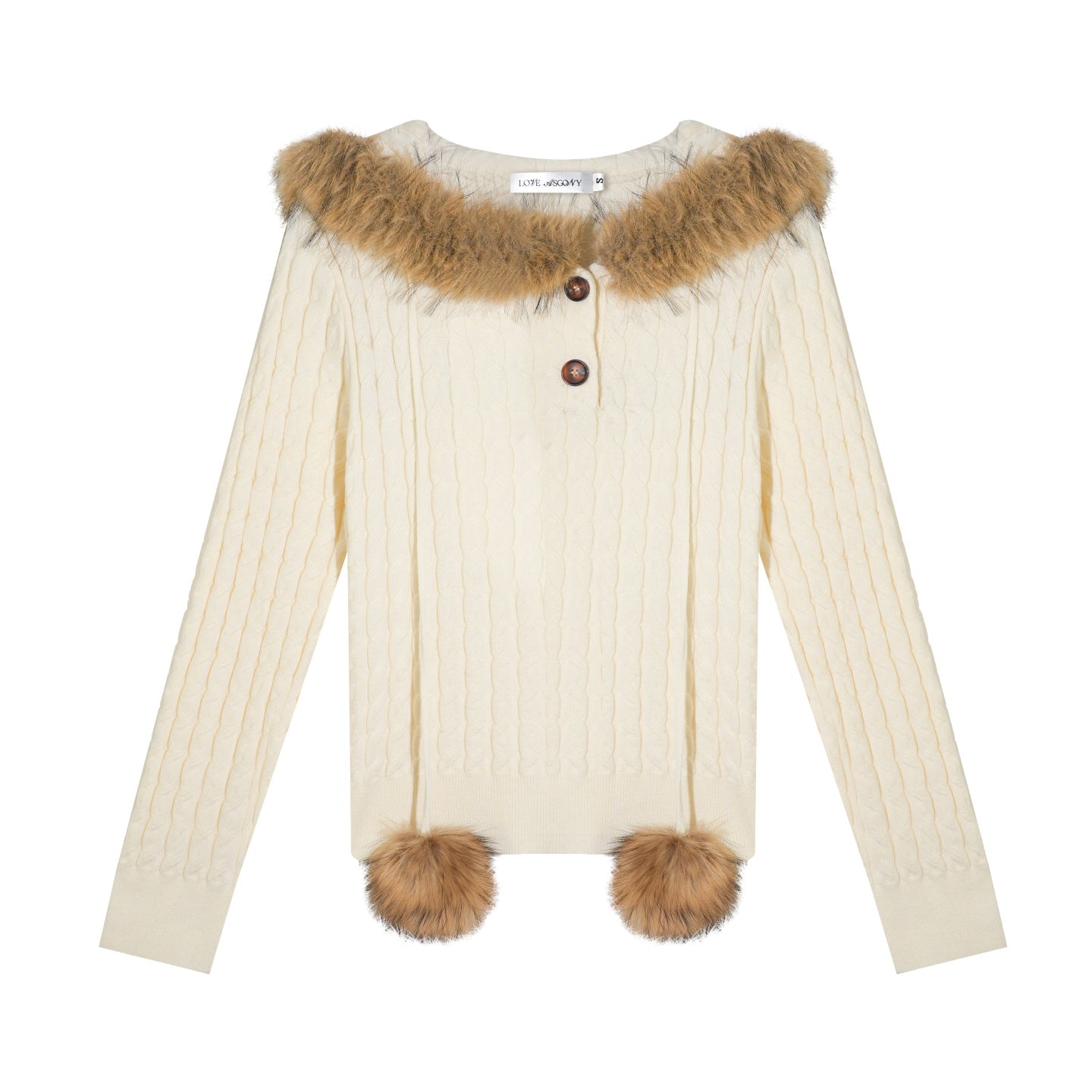 AsGony ASG25624 Woolen Twisted Woolen Collar Pullover Knitted Sweater