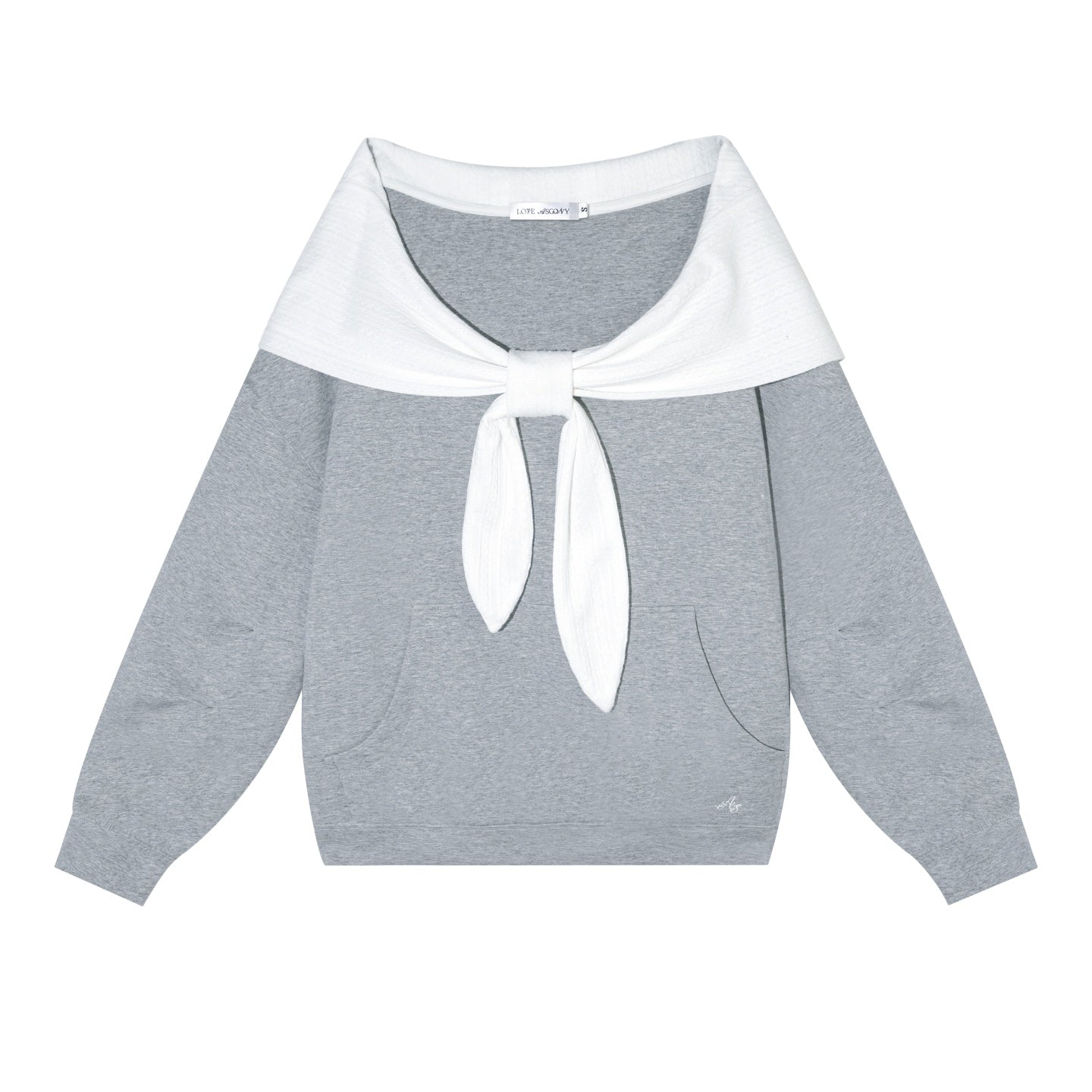 AsGony ASG25643 Rabbit ear one shoulder hooded sweatshirt