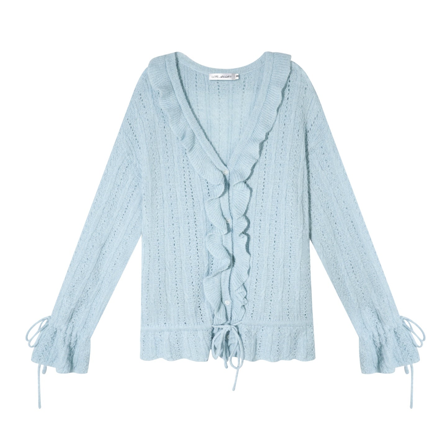 AsGony ASG25650 Woolen pleated hollow knitted cardigan