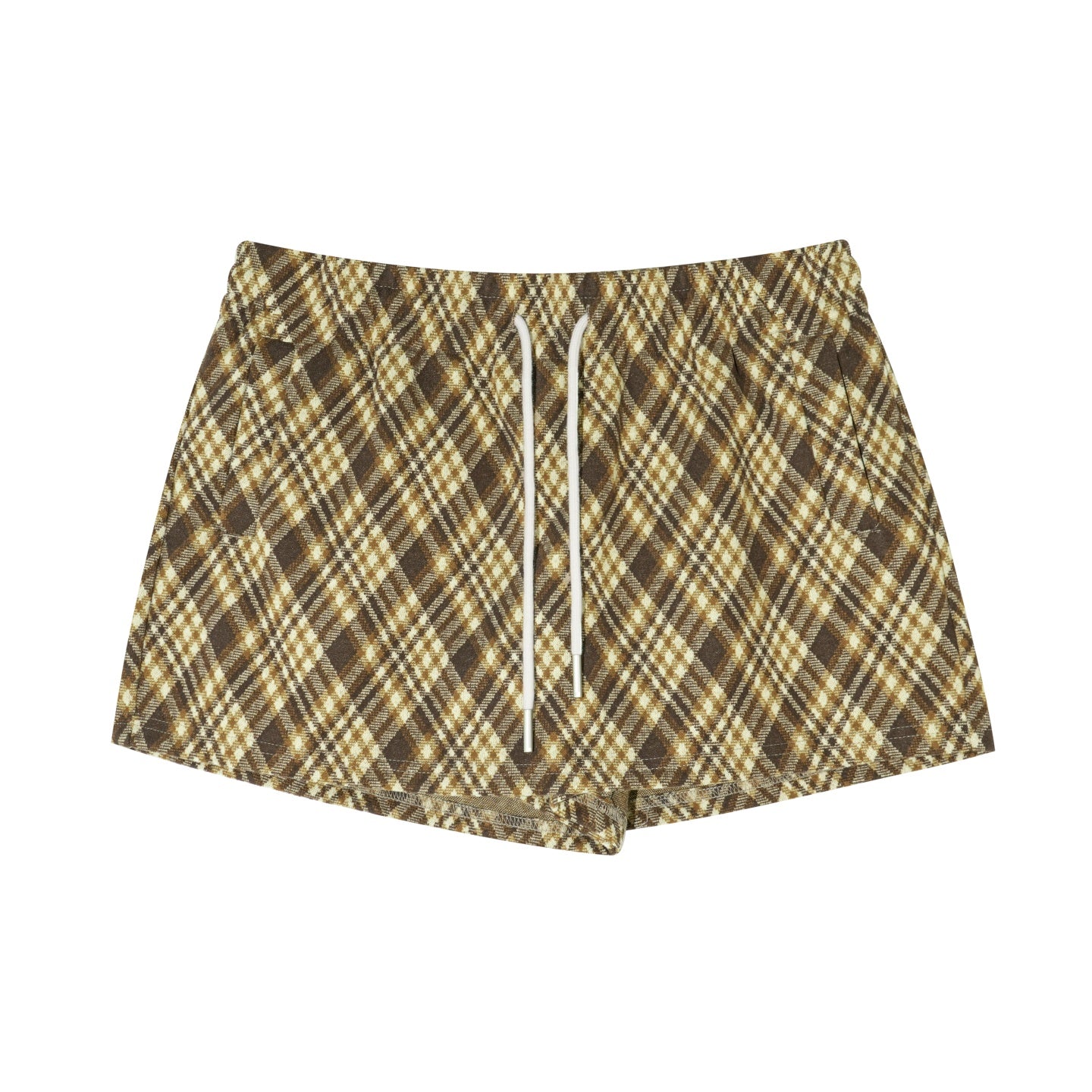 AsGony ASG25652 Elastic plaid tied skirt pants