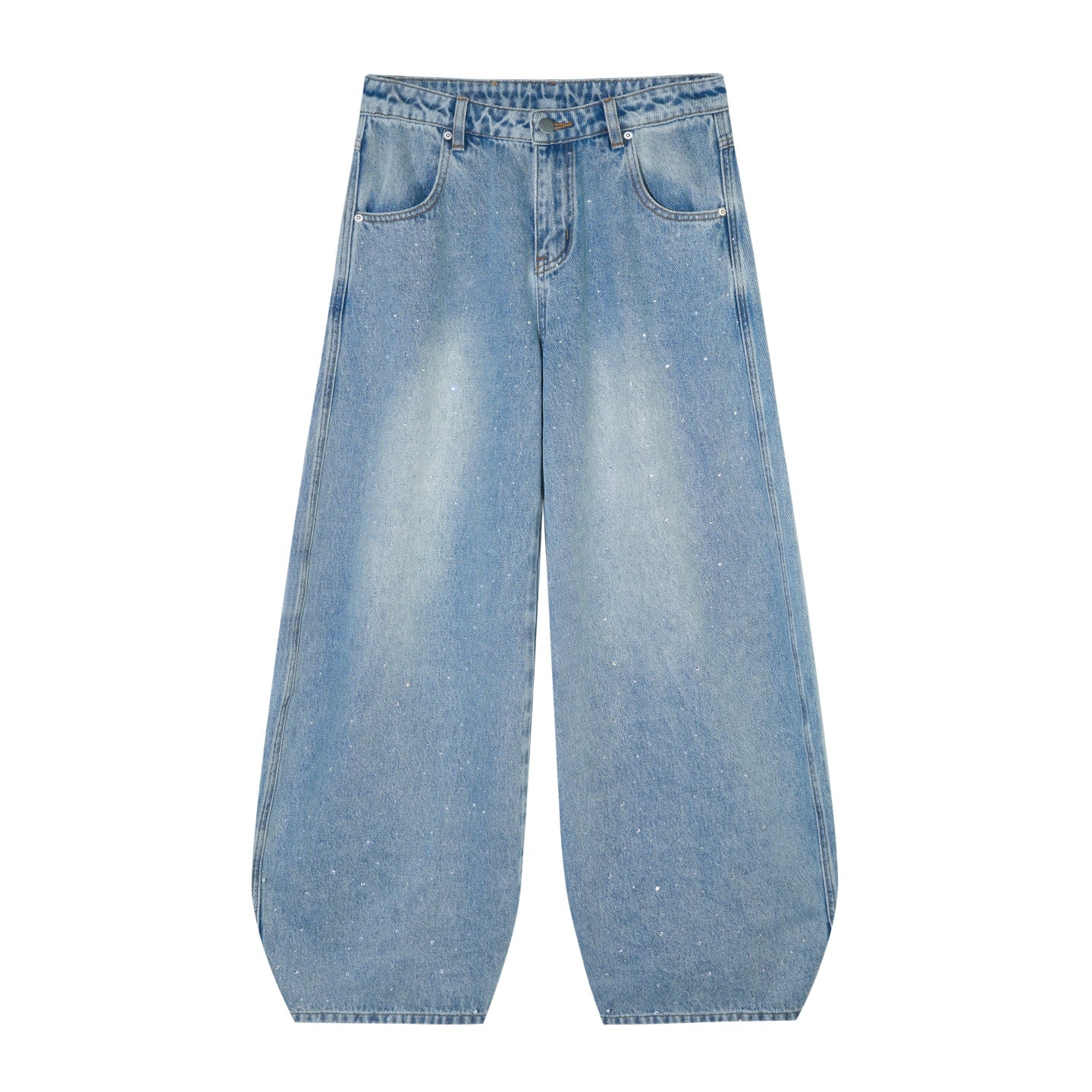 AsGony ASG25653 Hot stamping washed curved knife jeans