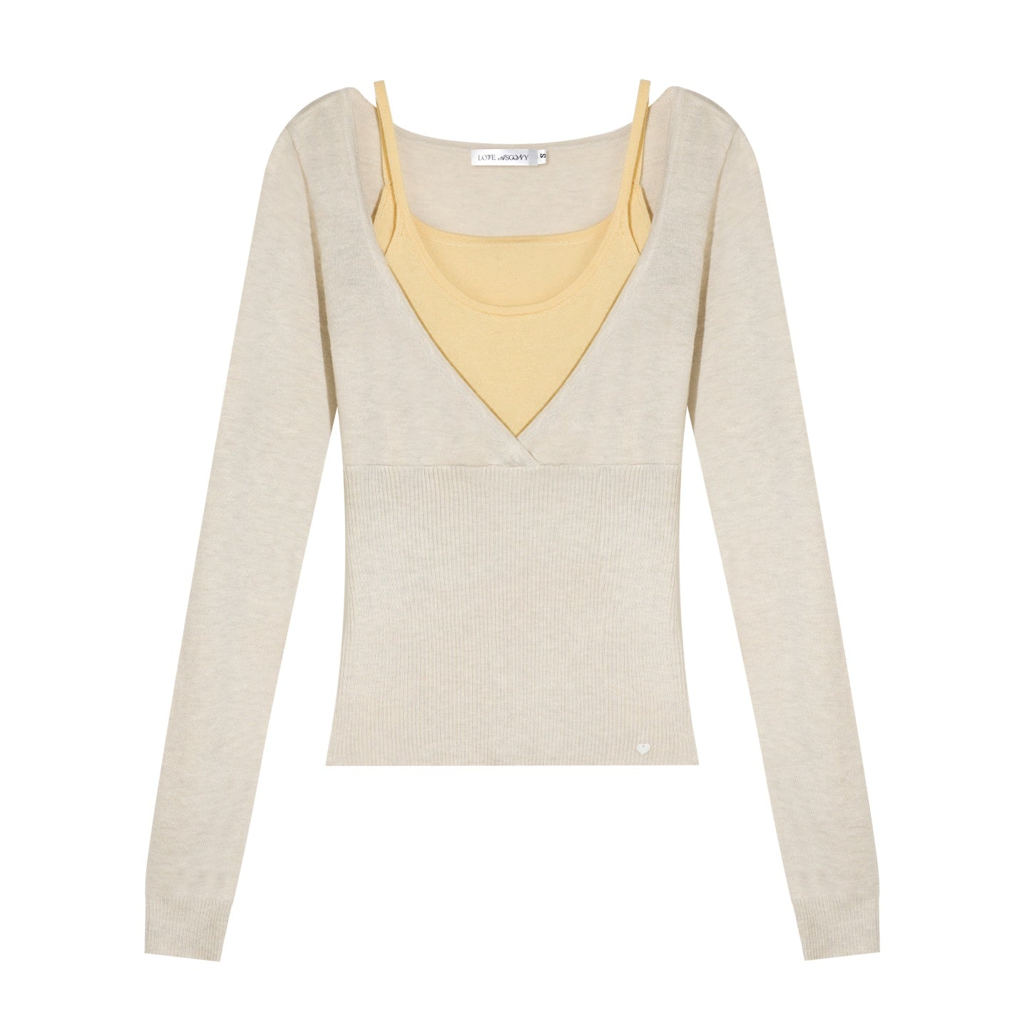 AsGony ASG25655 Wool fake two-piece contrasting splicing knitted top