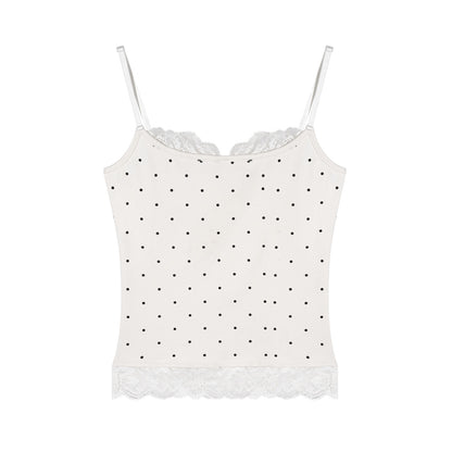 AsGony ASG25670 Lace patchwork polka dot camisole
