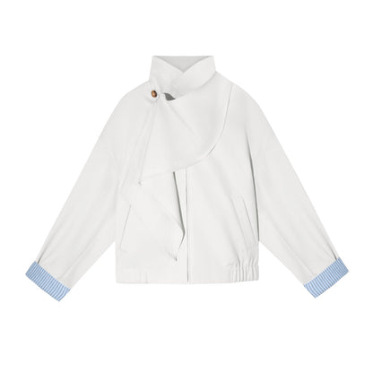 AsGony ASG25674 Detachable swing collar shawl flight jacket