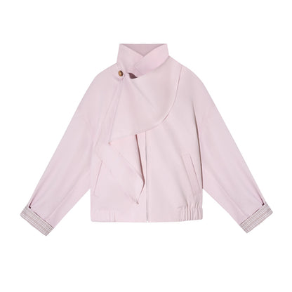 AsGony ASG25674 Detachable swing collar shawl flight jacket