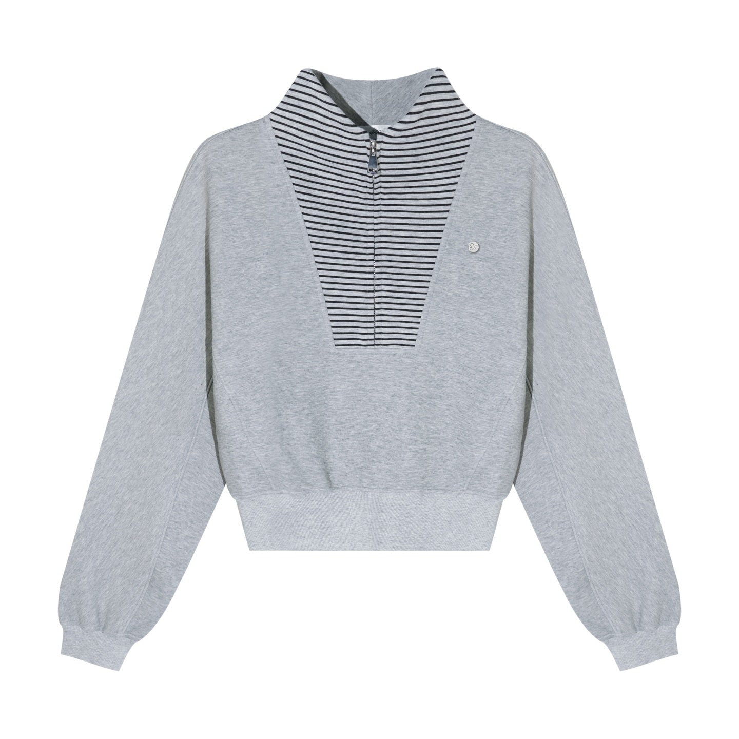 AsGony ASG25675&amp;ASG25676 Waist zipper pullover striped patchwork hoodie + pants