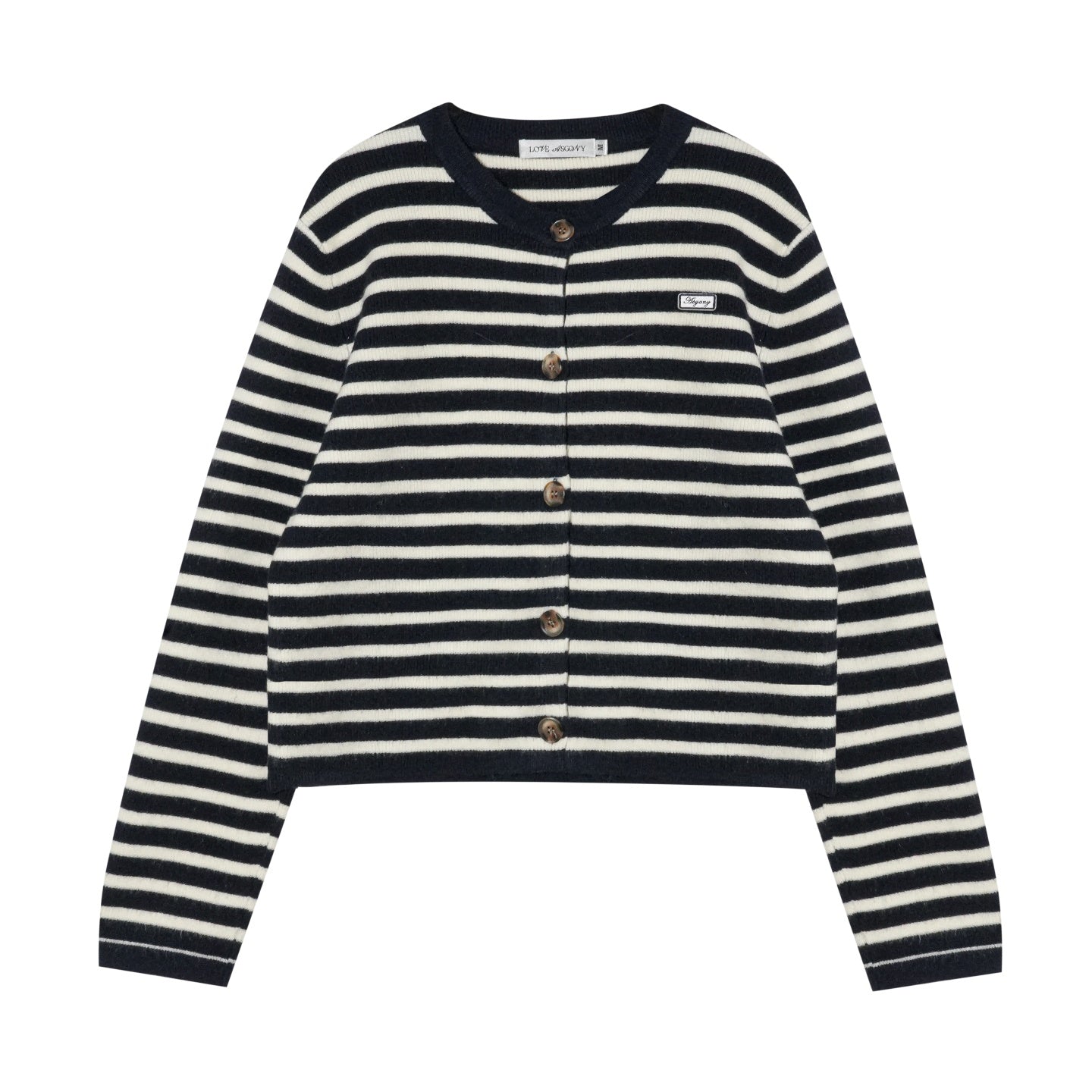 AsGony ASG25678&amp;ASG25672 Wool round neck striped knitted cardigan + skirt set