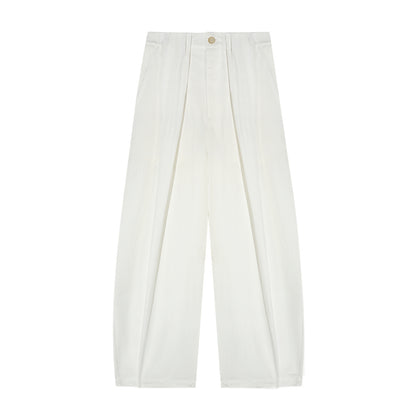 AsGony ASG26006 Pleated waist curved blade wide-leg suit pants