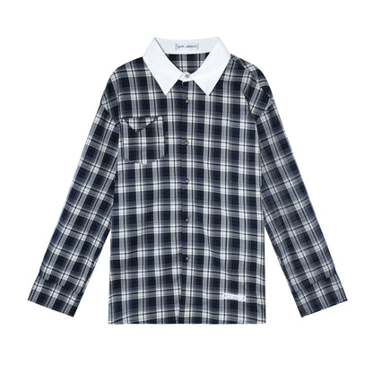 AsGony ASG26010&amp;ASG26011 Strapless pleated plaid patchwork lace dress + shirt