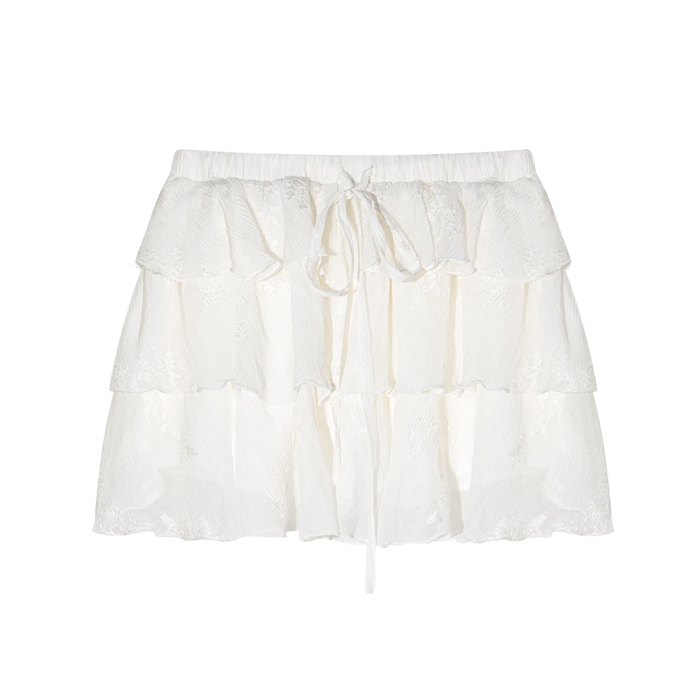 AsGony ASG26015&amp;ASG26016 Chiffon pleated embroidered ruffle edge shirt + skirt