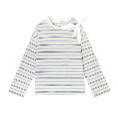 AsGony ASG26017 Leading loose striped T-shirt