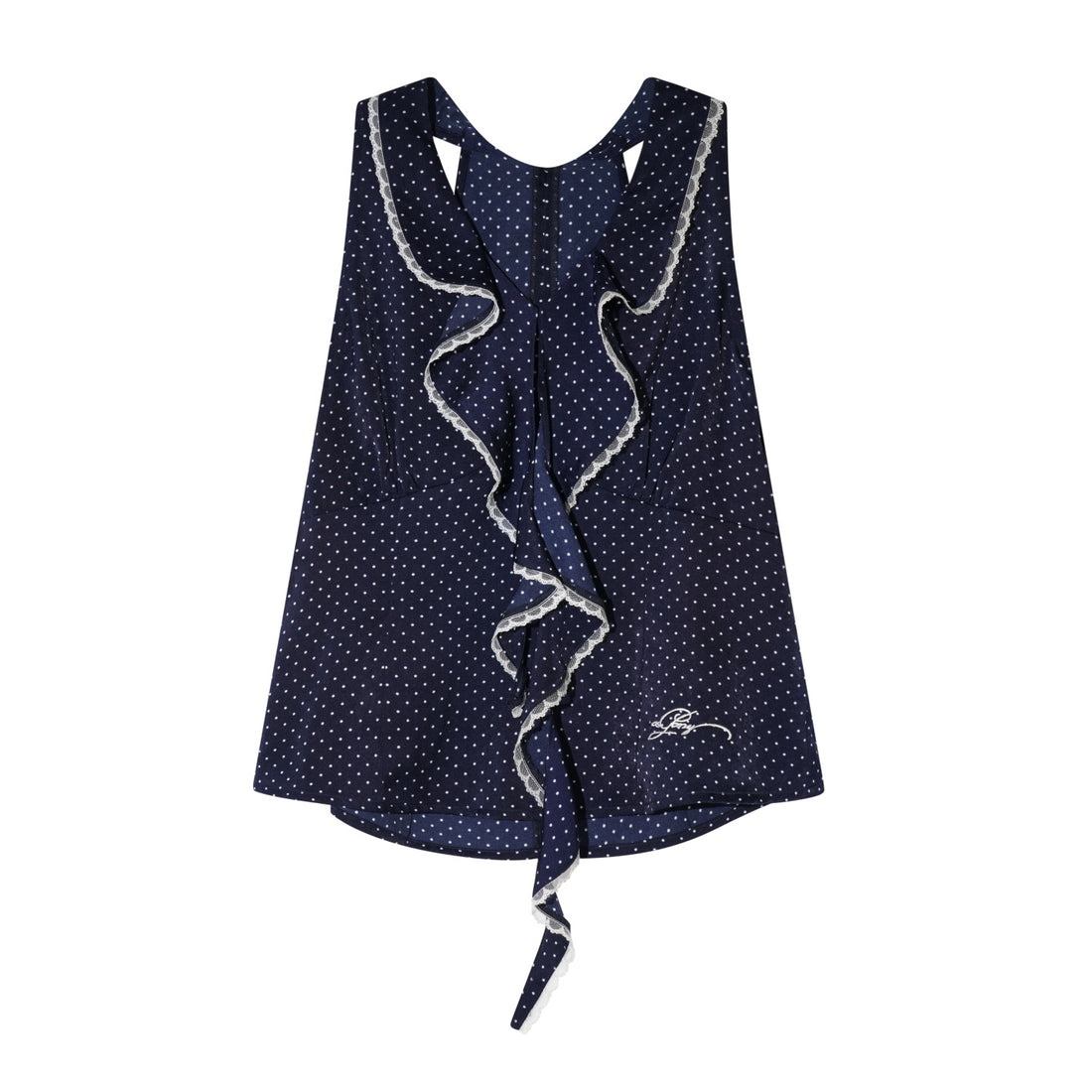 AsGony ASG26018 Lotus leaf lace polka dot sleeveless vest