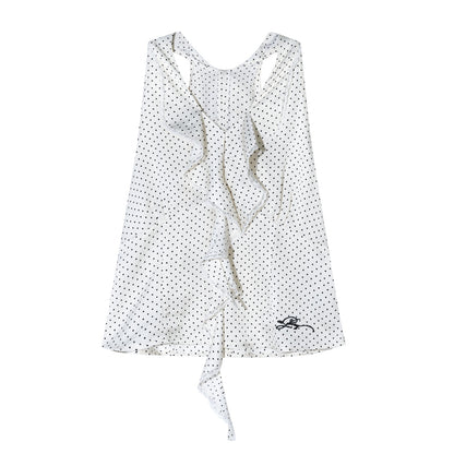 AsGony ASG26018 Lotus leaf lace polka dot sleeveless vest