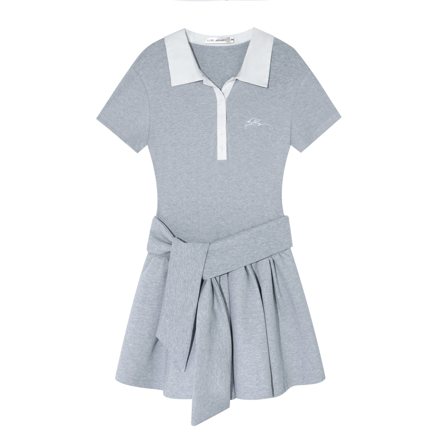 AsGony ASG26020 Polo collar puffy dress tie two-piece set