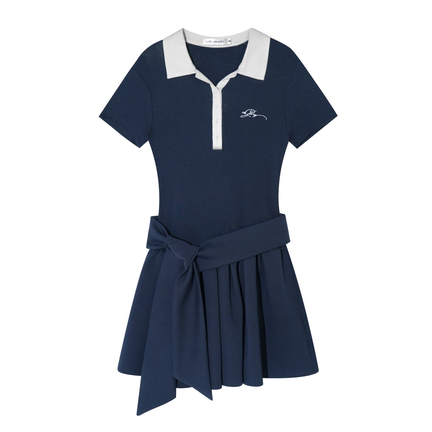 AsGony ASG26020 Polo collar puffy dress tie two-piece set