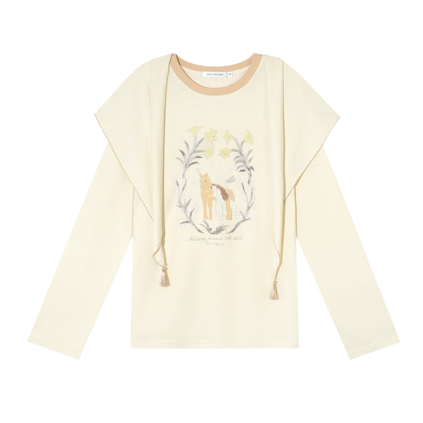 AsGony ASG26025 Triangle shawl pony print T-shirt two-piece set