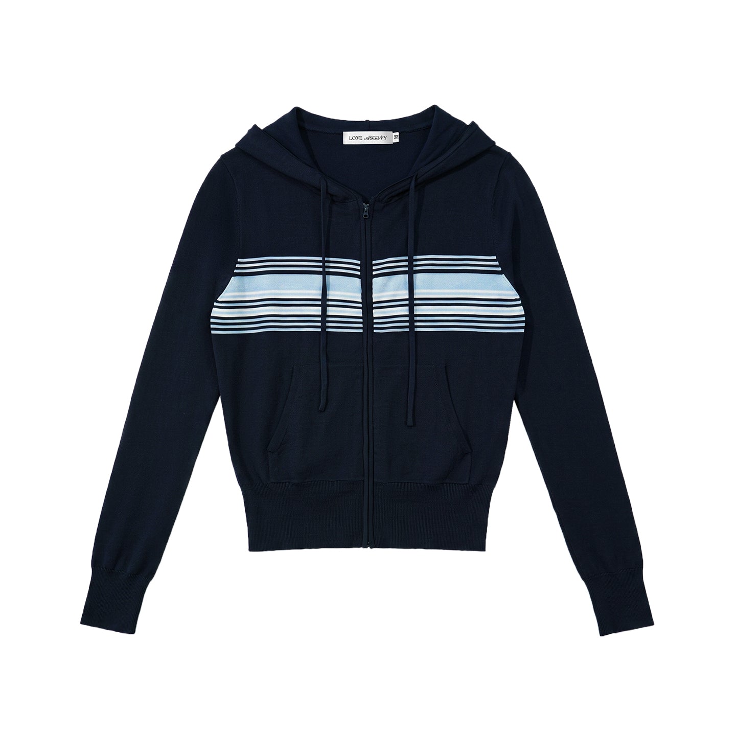Asgony ASG26502 Contrast Stripe Knit Hooded Cardigan+ASG26503 Camisole+ ASG26504 Straight Pants