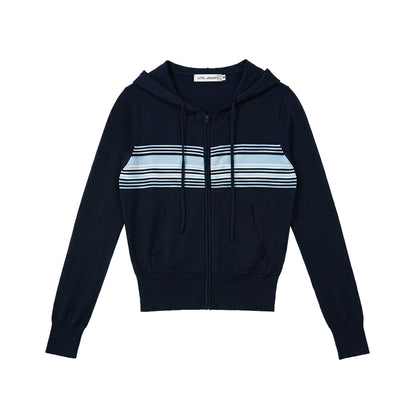 Asgony ASG26502 Contrast Stripe Knit Hooded Cardigan+ASG26503 Camisole+ ASG26504 Straight Pants