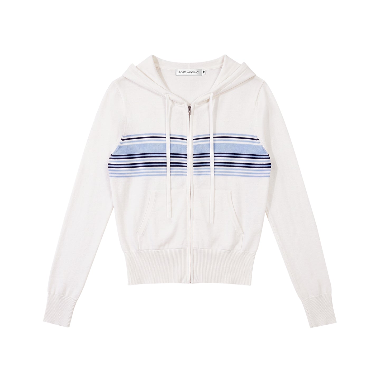 Asgony ASG26502 Contrast Stripe Knit Hooded Cardigan+ASG26503 Camisole+ ASG26504 Straight Pants