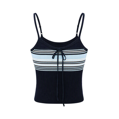 Asgony ASG26502 Contrast Stripe Knit Hooded Cardigan+ASG26503 Camisole+ ASG26504 Straight Pants