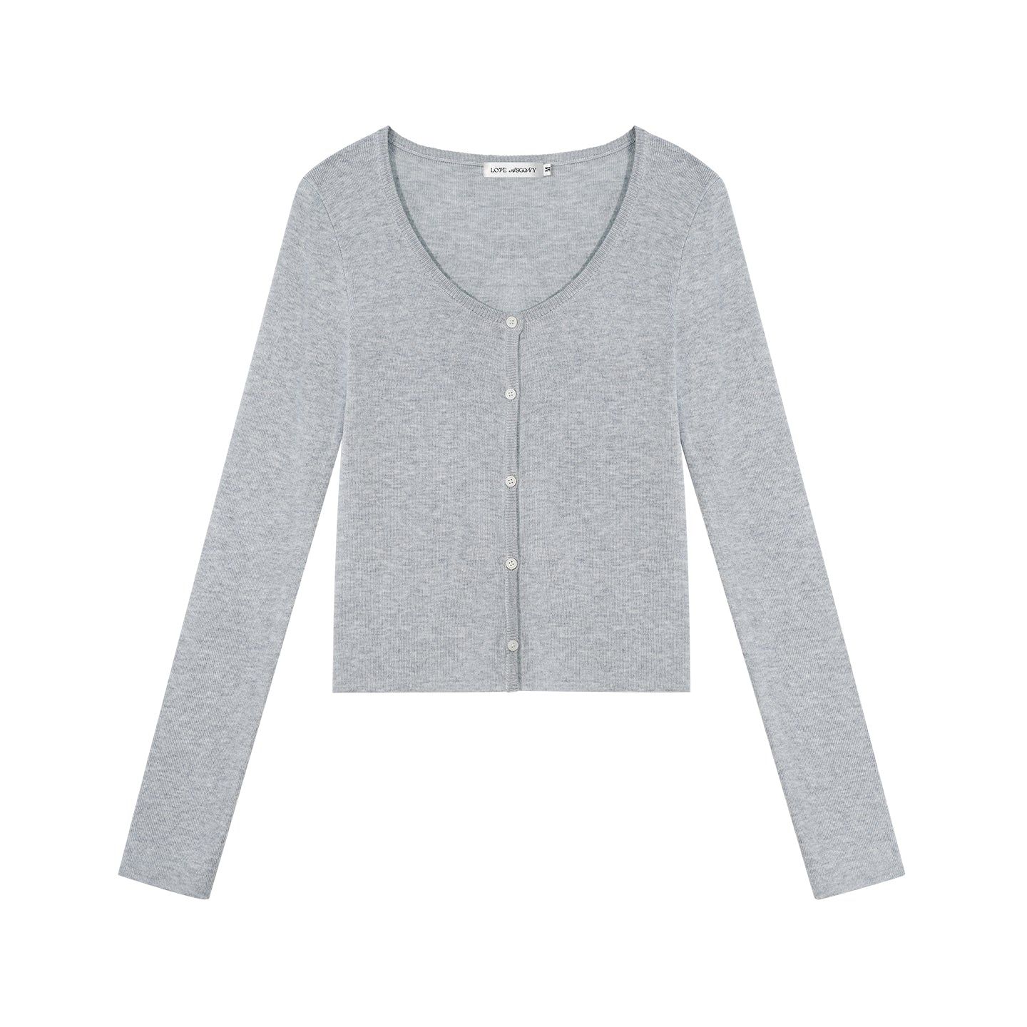 Asgony ASG26534 Solid Knit Long-Sleeve Cropped Cardigan+Knit Camisole