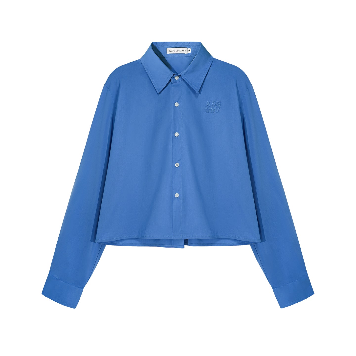 Asgony ASG26557 Solid Short Patch Embroidered Shirt