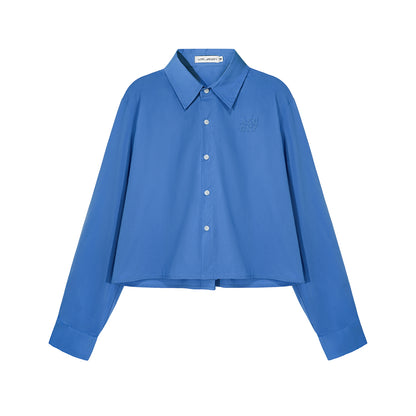 Asgony ASG26557 Solid Short Patch Embroidered Shirt