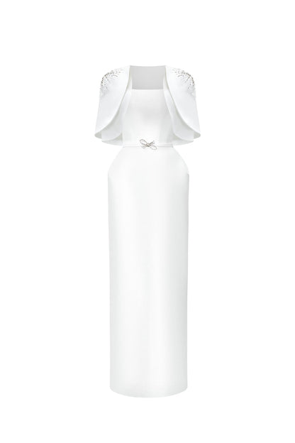 Calista MARCELE Square-neck Maxi Dress with Cape
