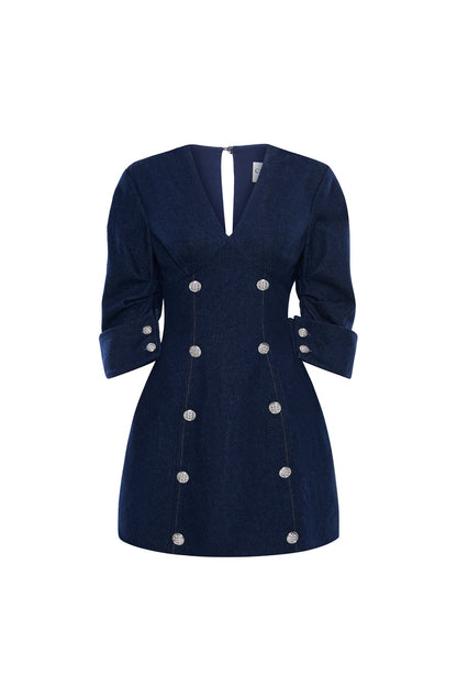 Calista EVANDRA Double-breasted Denim Mini Dress