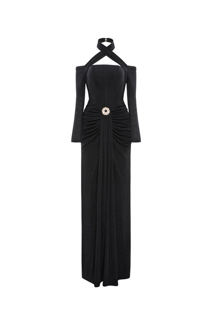 Calista MAELIS Off-shoulder Bodycon Maxi Dress