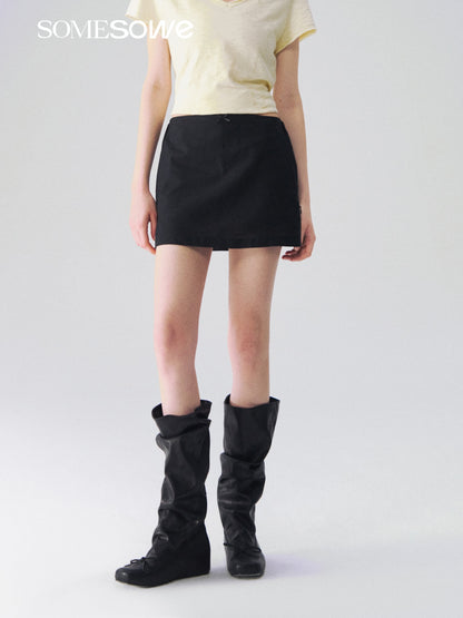 SOMESOWE S2609103 Linen A-line short skirt