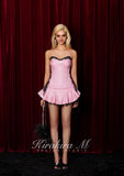 Kirakira.M Pink glitter fishbone dress with pink lacy party dress (undies included)