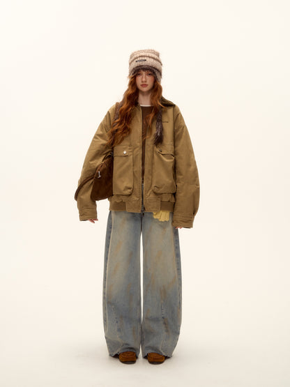 AsGony ASG25461 Corduroy patchwork cotton jacket