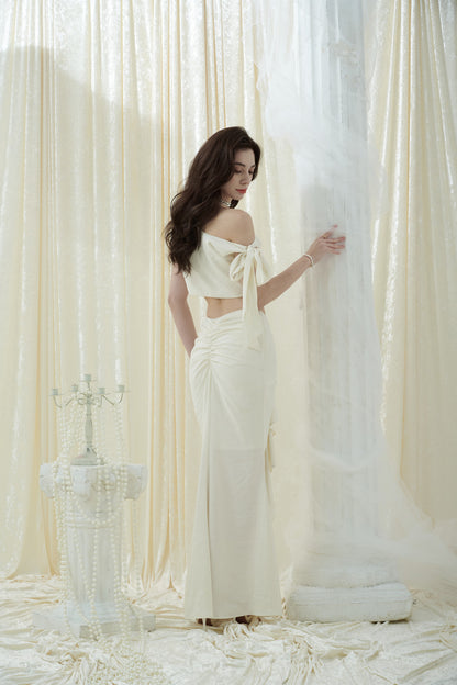 Crow Crew One shoulder top + skirt set