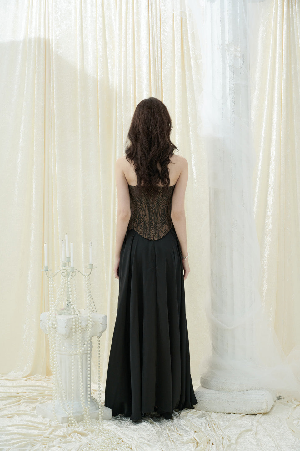 Crow Crew Off-shoulder pure color maxi dress