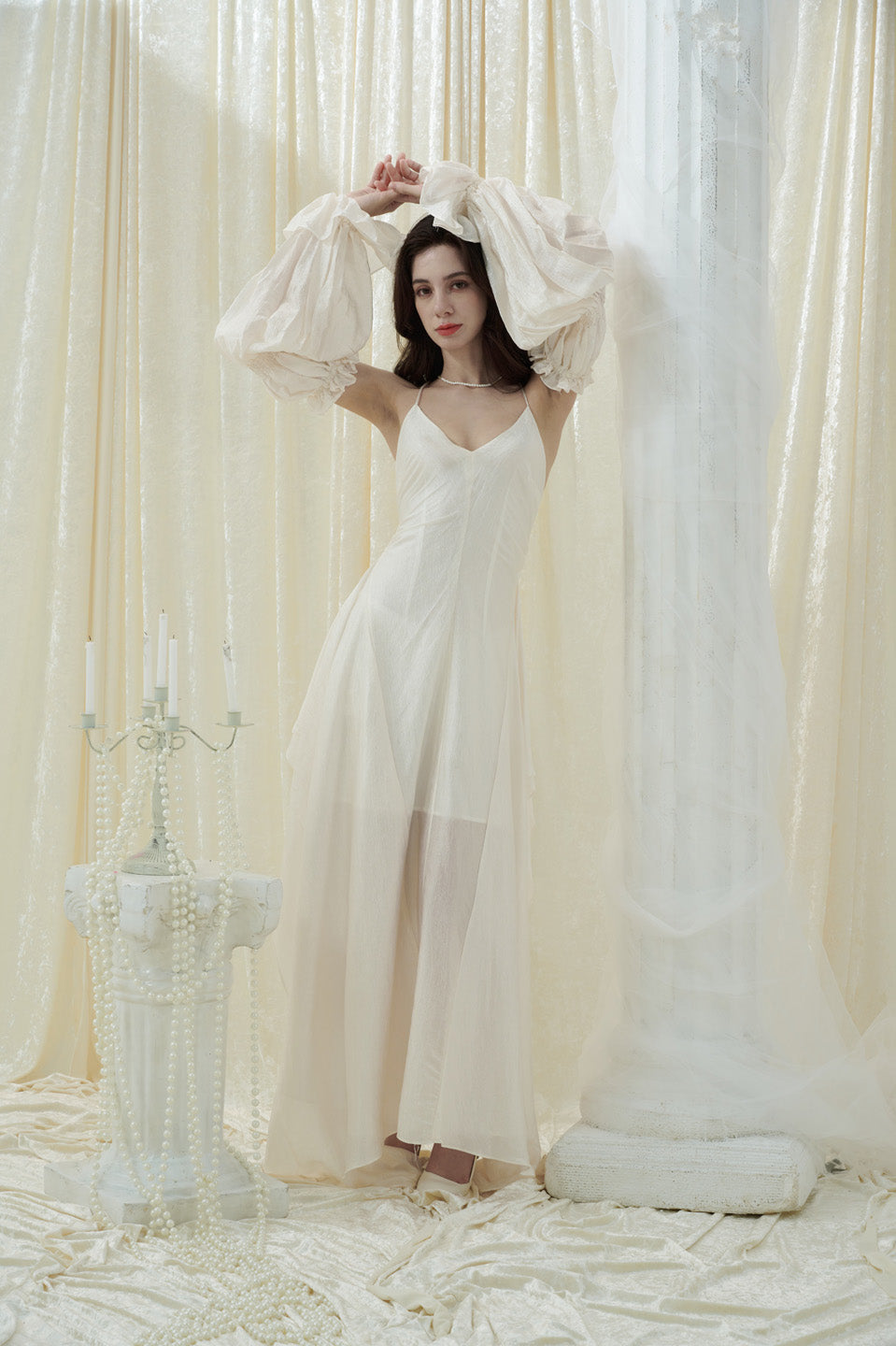 Crow Crew Off-shoulder puff sleeve maxi dress