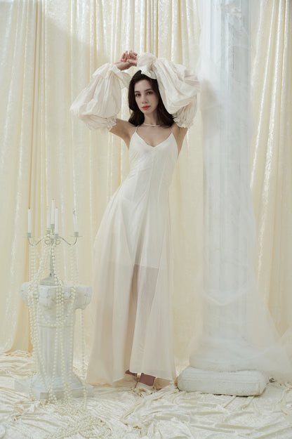 Crow Crew Off-shoulder puff sleeve maxi dress