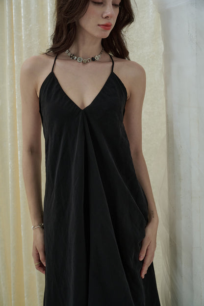Crow Crew V-neck halter neck backless maxi dress