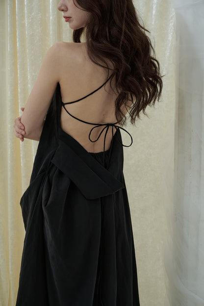 Crow Crew V-neck halter neck backless maxi dress