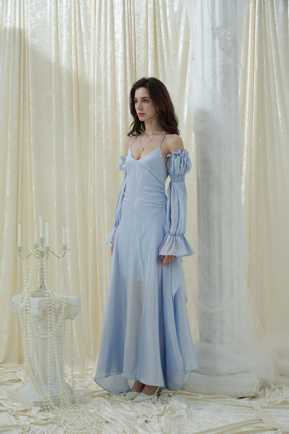 Crow Crew Off-shoulder puff sleeve maxi dress