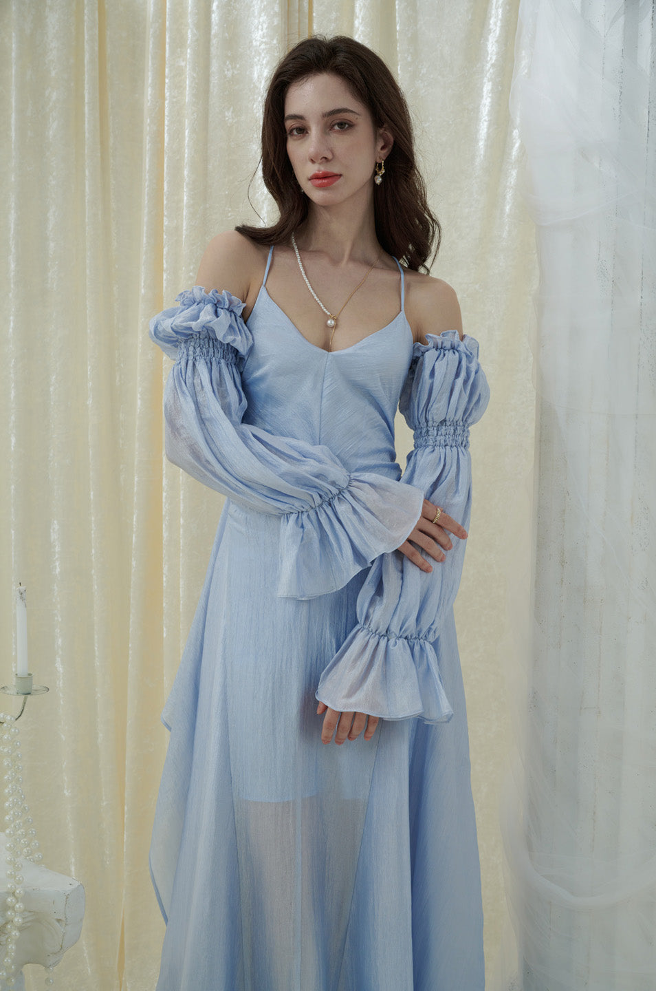 Crow Crew Off-shoulder puff sleeve maxi dress