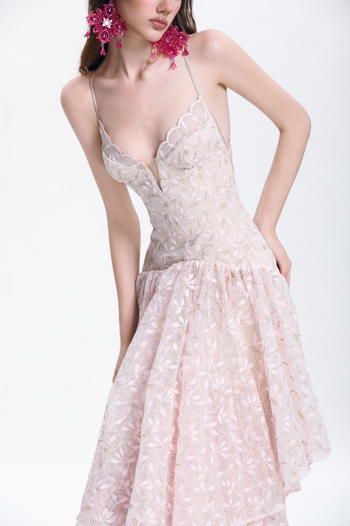 Mooris GIULIETTA DRESS-PINK SASKIA