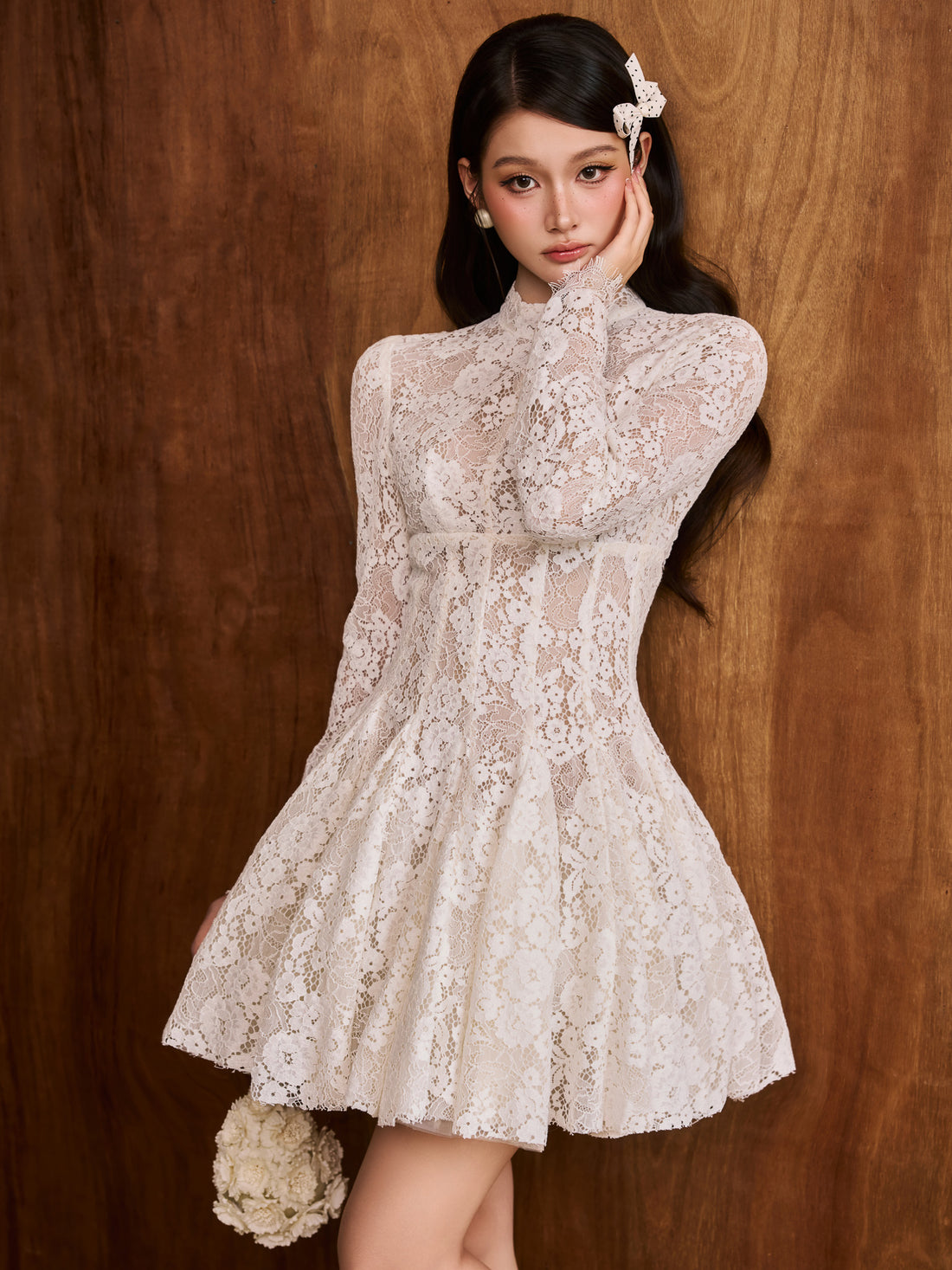 COLIN white Lace Dress