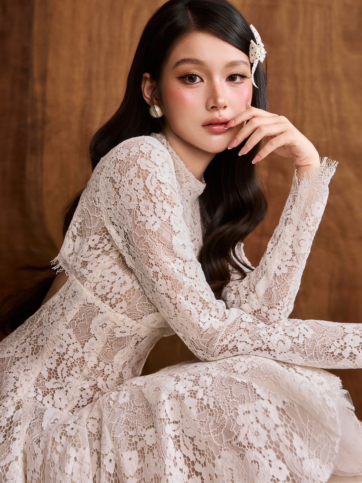 COLIN white Lace Dress