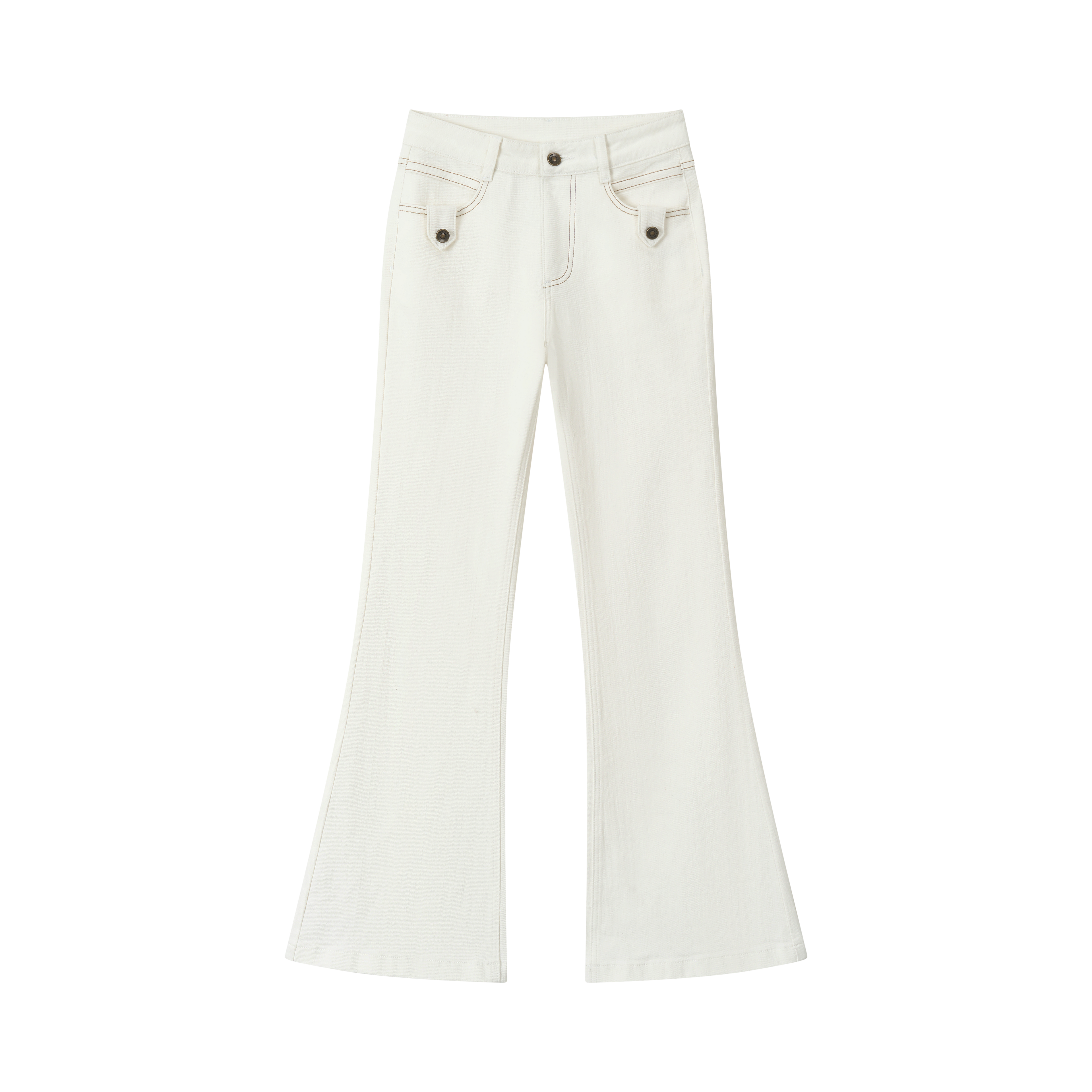 VIA PITTI VIAAP854 Bamboo patterned slim fit white denim pants