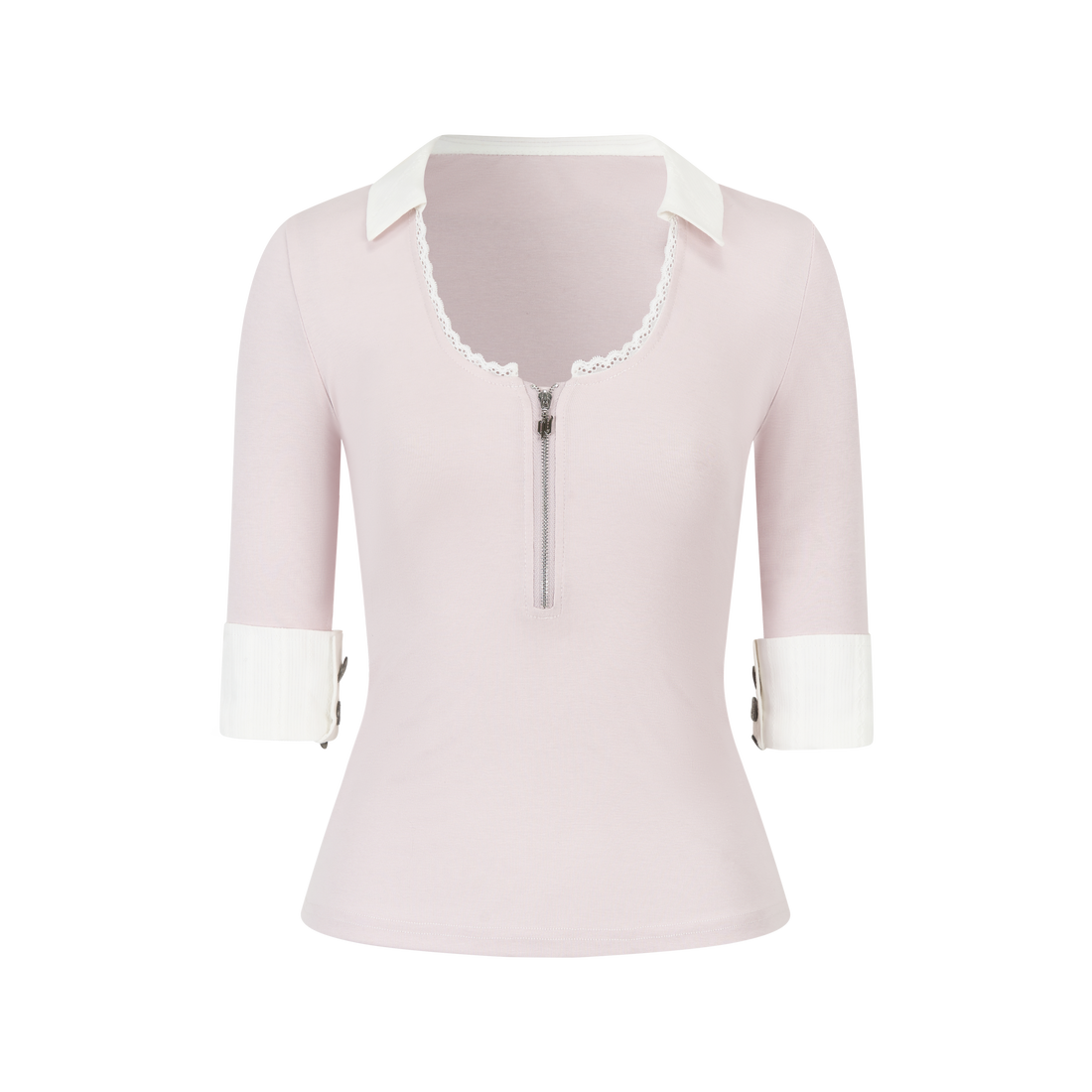 VIA PITTI VIAATP797 Splicing slim fit five quarter sleeve shirt collar
